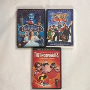 Animated Movie Title DVD Enchanted, Sky High, Incredibles Family Movie Night